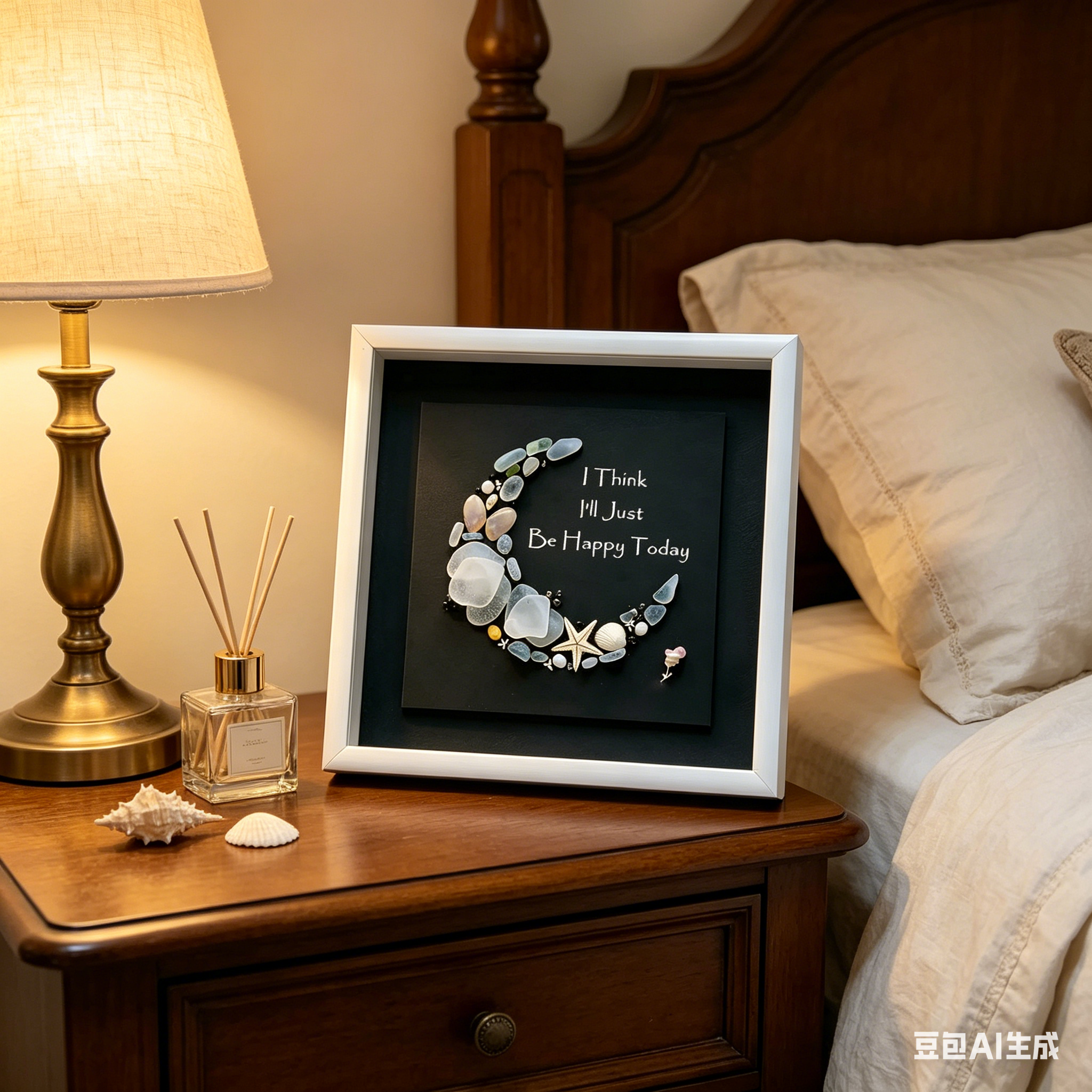 “I Think I’ll Just Be Happy Today.” Sea Glass Moon Art