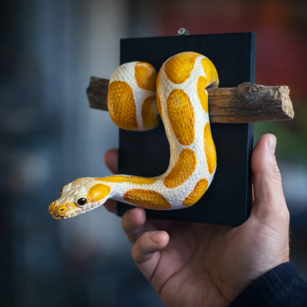 Golden Ball Python Wall Sculpture | Symbol of Strength & Prosperity🖤 Buy 2 Free Shipping