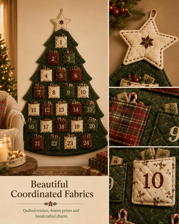 🔥HOT SALE🔥Last Day 49% OFF - 🎄✨DIY 24-Pocket Fabric Christmas Advent Tree Kit(📦 Buy 2 Free Shipping)