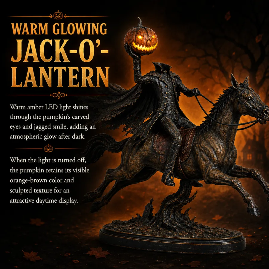 Lighted Headless Horseman Statue