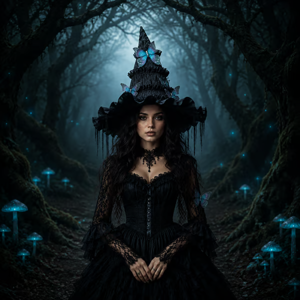 🖤 Gothic Butterfly Witch Hat