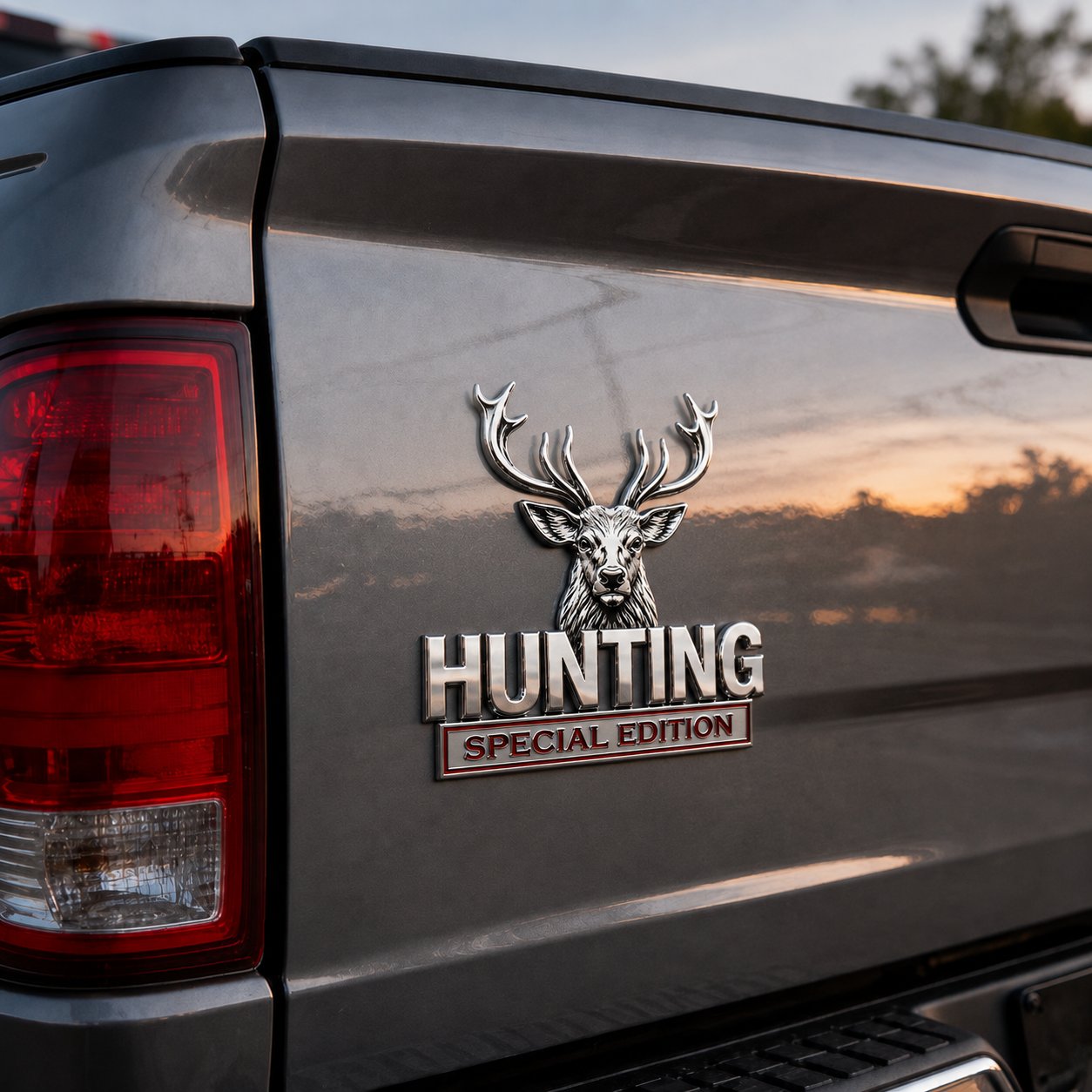 Hunting Special Edition stag head metal vehicle badge