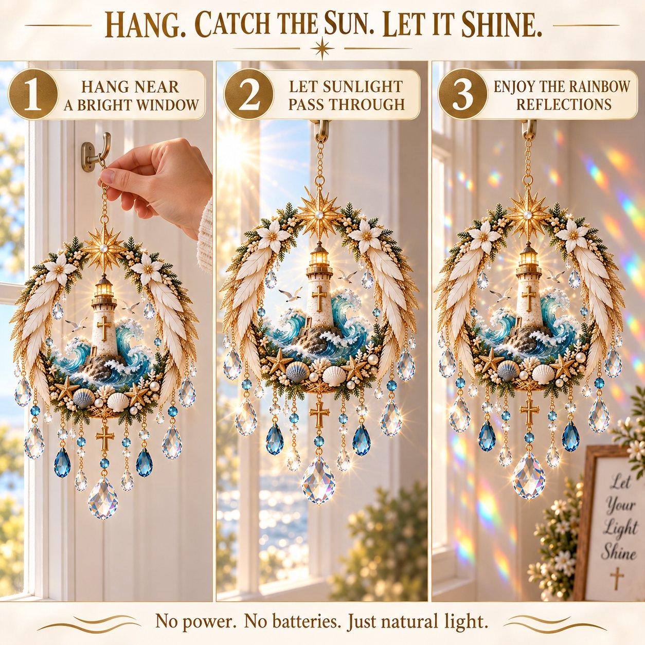 ✝️ Christian Crystal Suncatcher | 5 Faith-Inspired Window Designs with Cascading Rainbow Crystals ✨