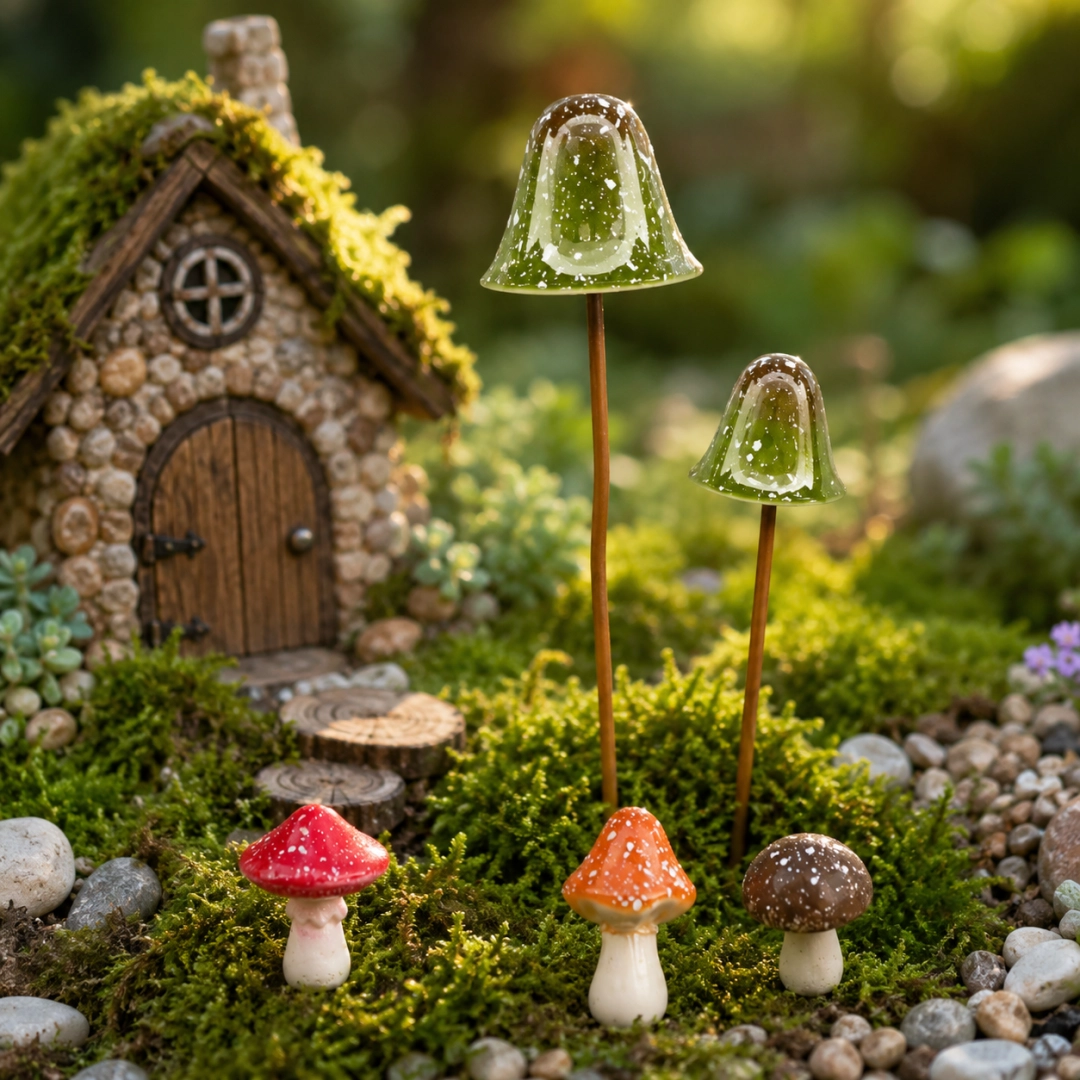 🍄Metal Mushroom Garden StakesMushroom--Whimsical Outdoor Fairy Garden Décor