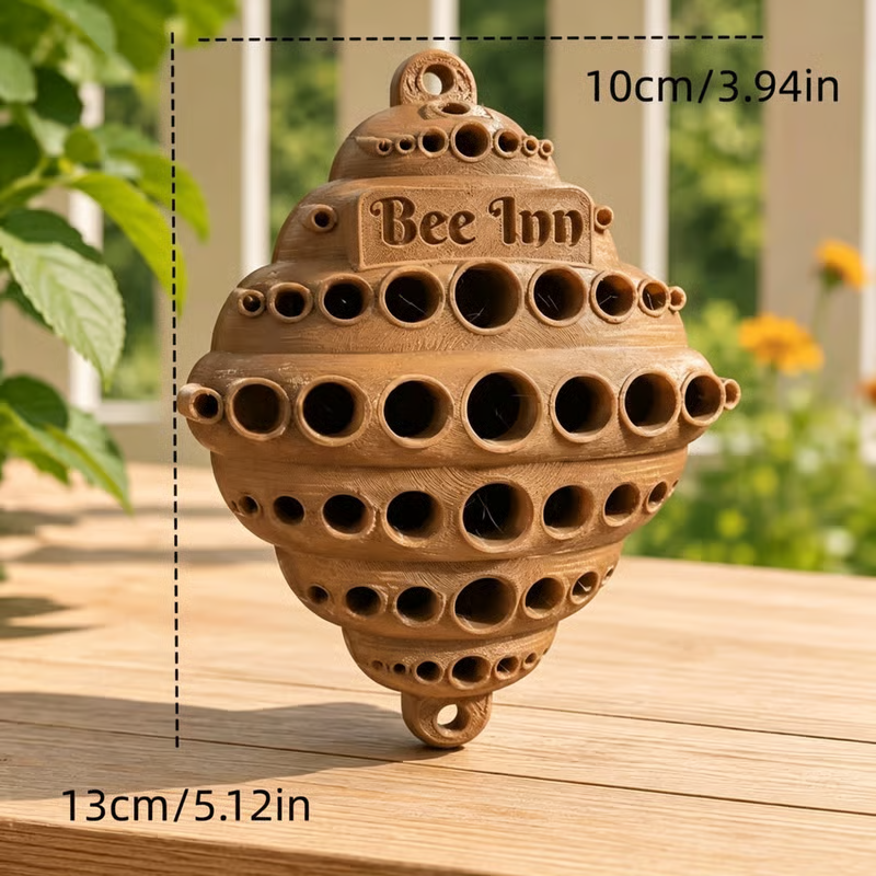🐝 Bee Inn Hanging Bee Hotel  Rustic Solitary Bee House Pollinator Nesting Shelter for Garden Decor