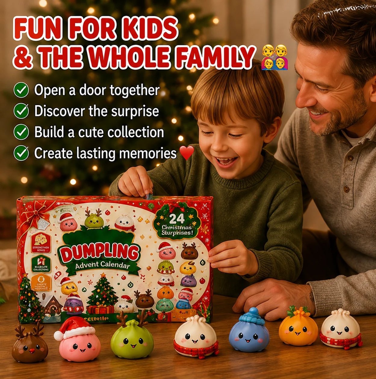 Family opening a Christmas advent calendar together