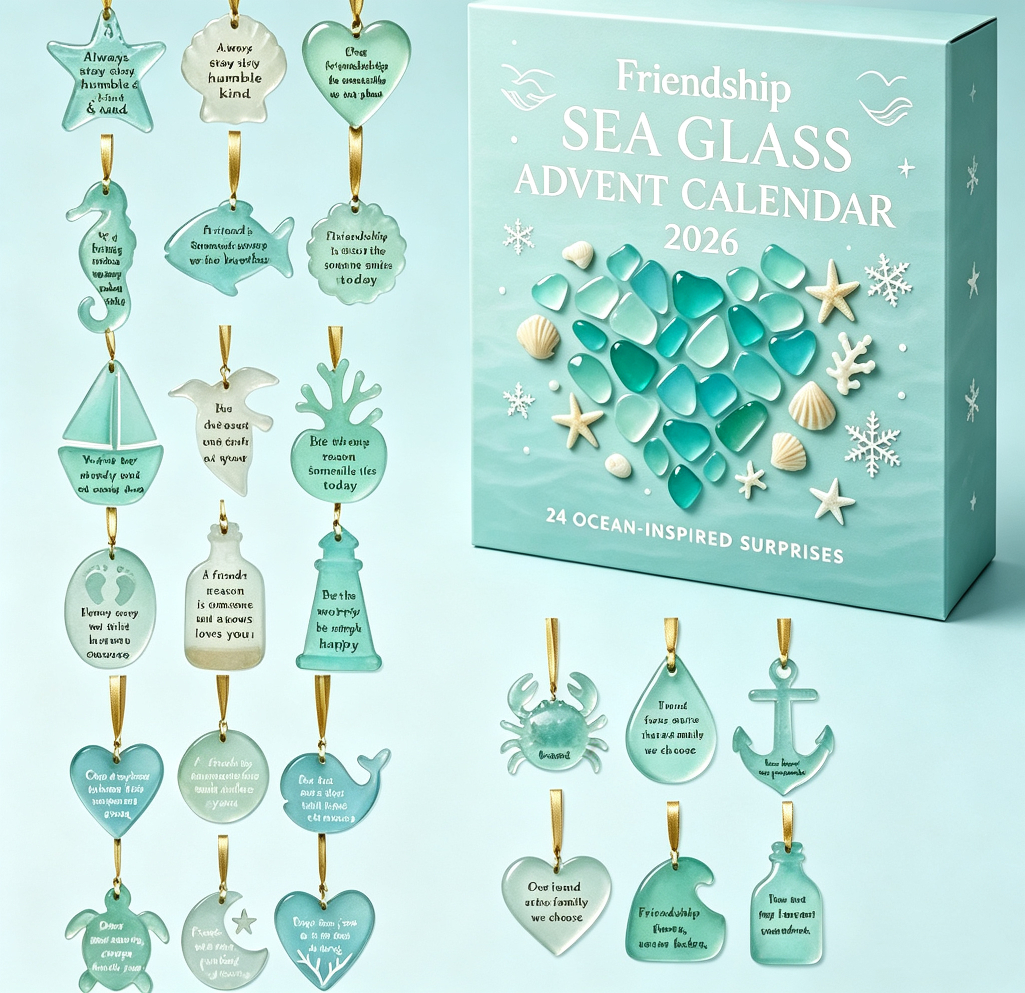 🌊🧝‍♂️ Sea Glass Gnome Advent Calendar 2026 | 24 Coastal Gnome Charms for Christmas Countdown, Tree Decor & Holiday Gifts 🎄✨