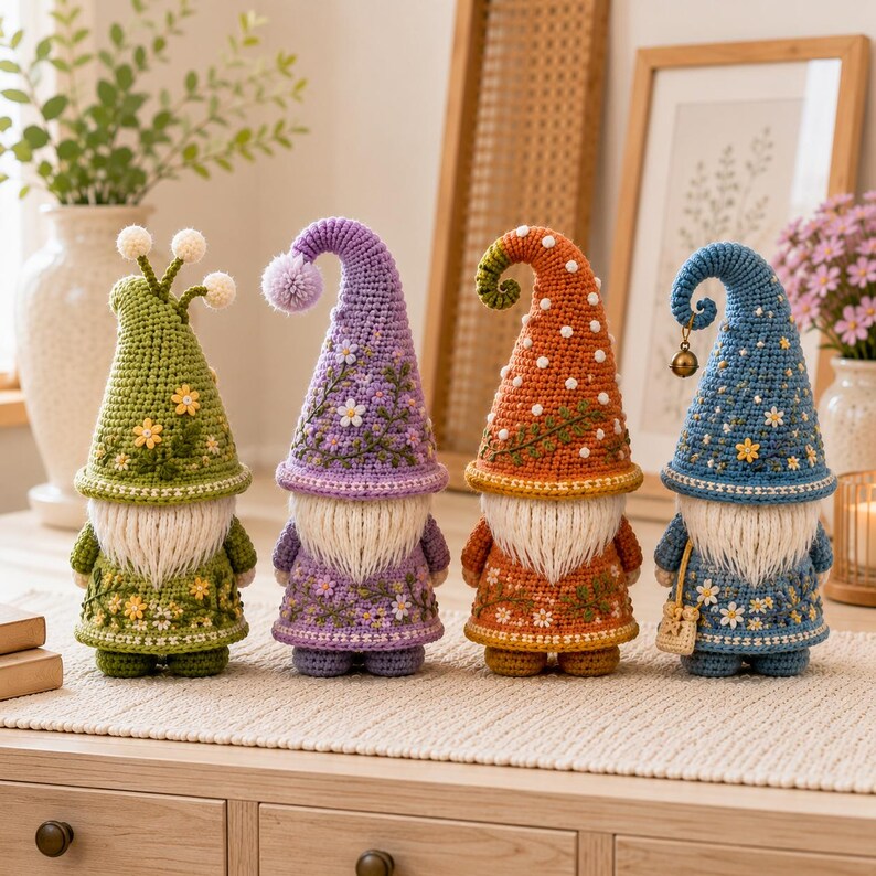 Amigurumi Garden Gnomes with Flower Pots