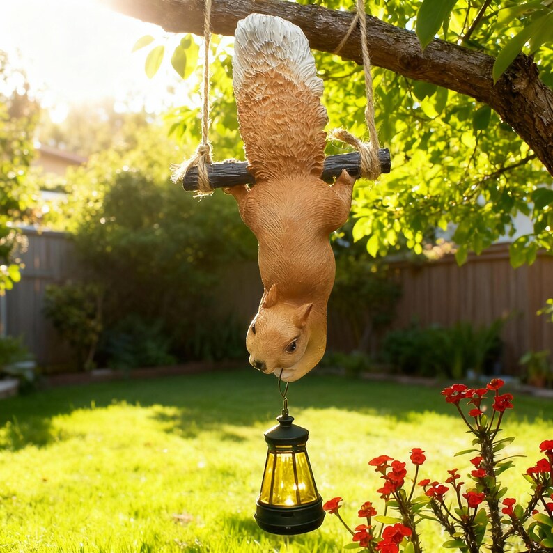 Solar Garden Squirrel Statue Decor