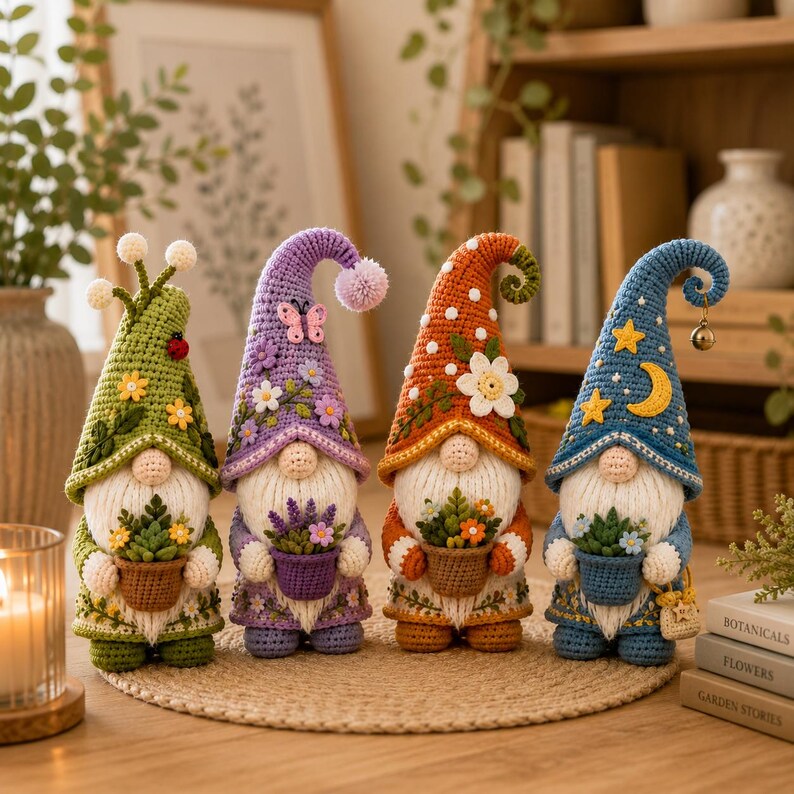 Amigurumi Garden Gnomes with Flower Pots