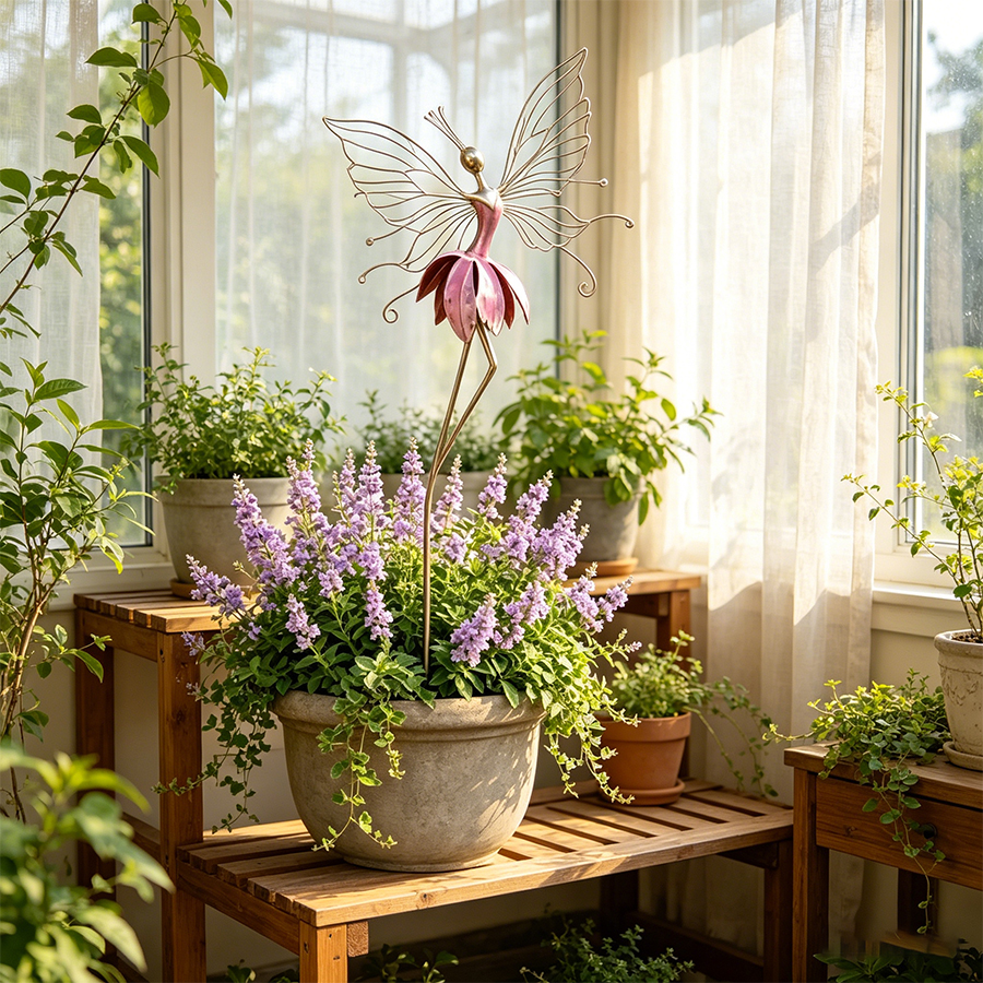 Whimsical Fairy Blossom Garden Stake