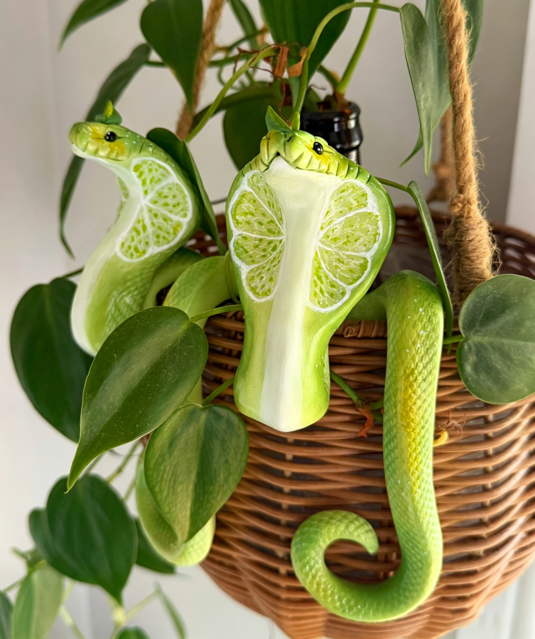 Lime Cobra Potted Plant Hanger