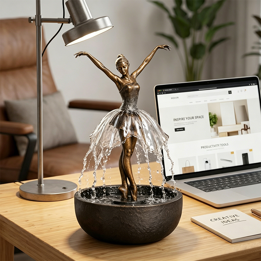 🔥LAST DAY 49% OFF- 💃 Elegant Ballerina Tabletop Water Fountain for Home & Office Decor💧