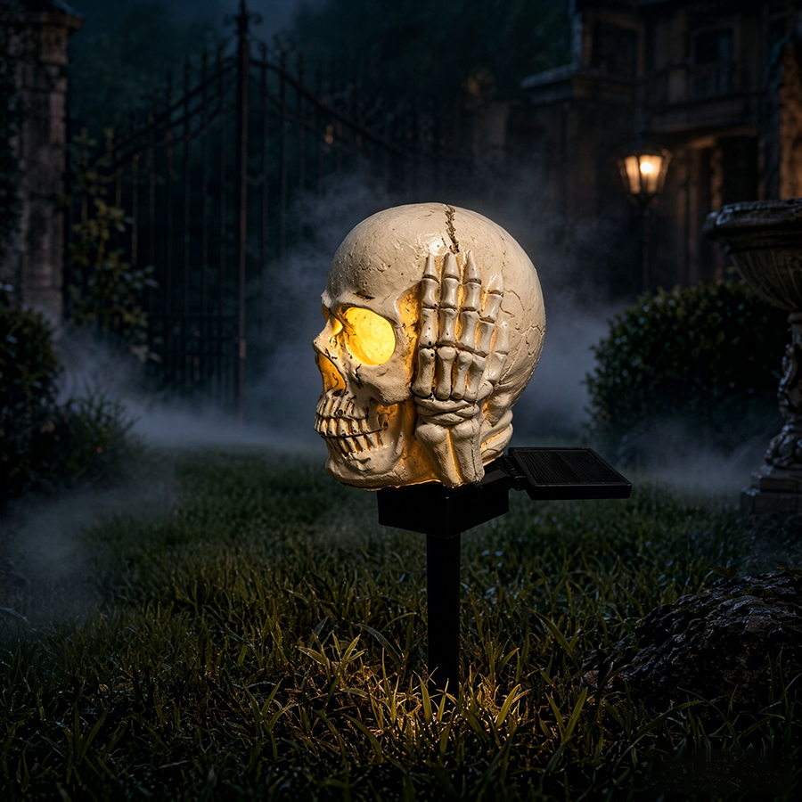 🐦‍⬛Animated Raven Skull Solar Garden Stake – Spooky Moving Halloween Outdoor Yard Decor