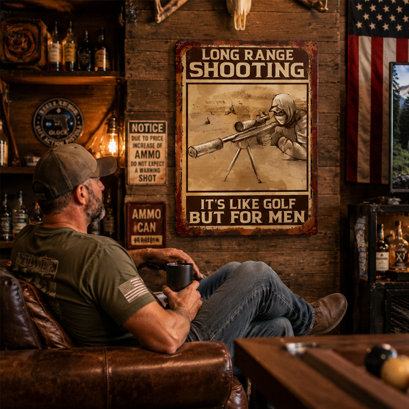 🎯Long-Range Shooting Wall Sign: Perfect Man Cave Decor & Gift for Hunters