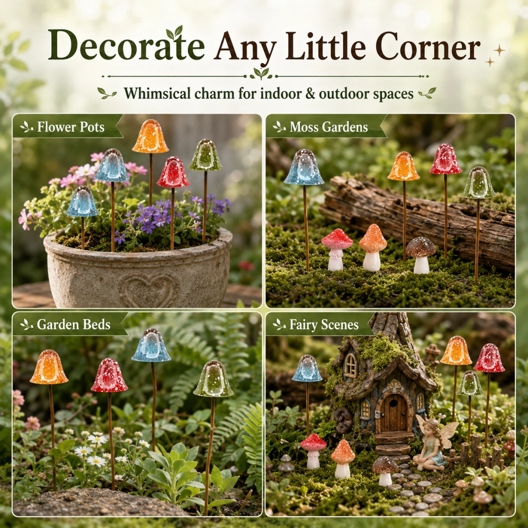 🍄Metal Mushroom Garden StakesMushroom--Whimsical Outdoor Fairy Garden Décor