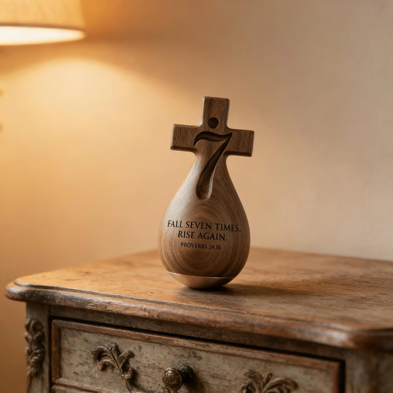 ✨Proverbs 24:16 – Solid Wood Faithful Roly-Poly Ornament