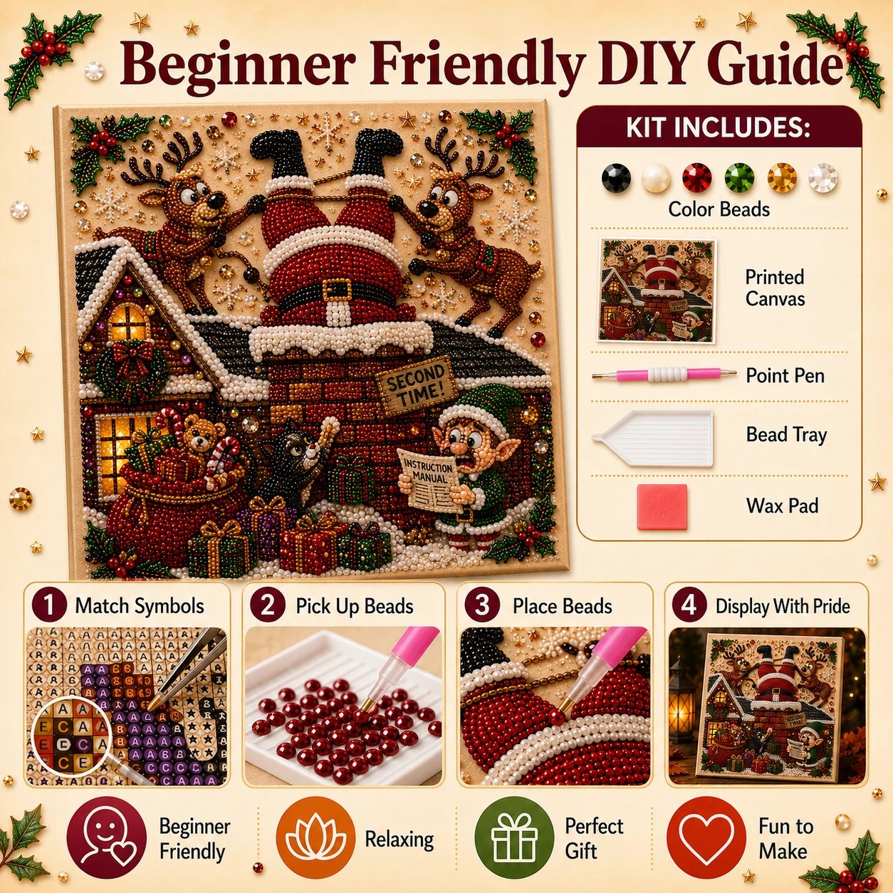 🎄 LAST DAY 50% OFF🧘 Relaxing & Beginner-Friendly🎄 Premium 3D Pearl Christmas Art Kit – ✨Relaxing DIY Craft to Create Stunning Christmas Artwork