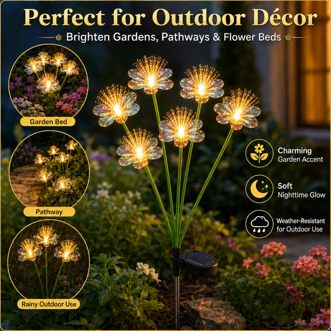 Solar Flower Garden Stake Light, 6-Flower Bouquet