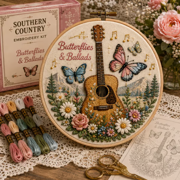 🌼 Beginner-Friendly Dolly Southern Country Needlework DIY Kit | Complete Kit with Pre-Printed Fabric, Wooden Hoop, Floss, Needles & Step-by-Step Guide Included 💕