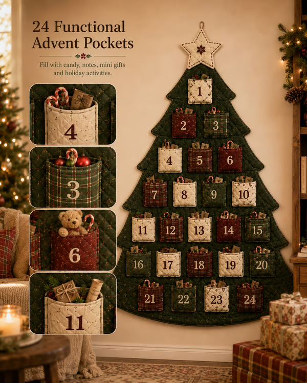 🔥HOT SALE🔥Last Day 49% OFF - 🎄✨DIY 24-Pocket Fabric Christmas Advent Tree Kit(📦 Buy 2 Free Shipping)