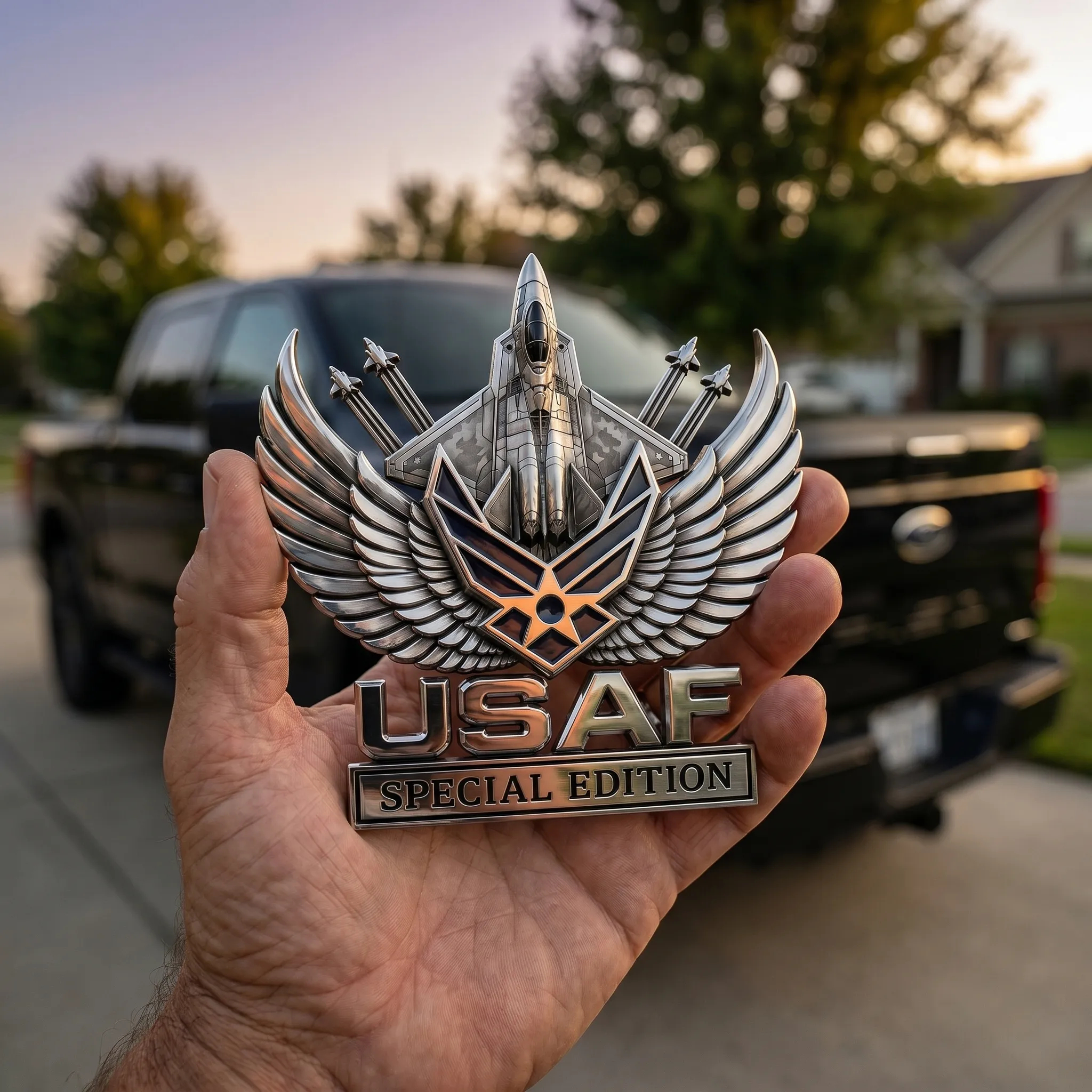 🏆LIMITED EDITION✨U.S. Army, Navy & Marine Corps Special Edition Eagle Chrome Metal Badge