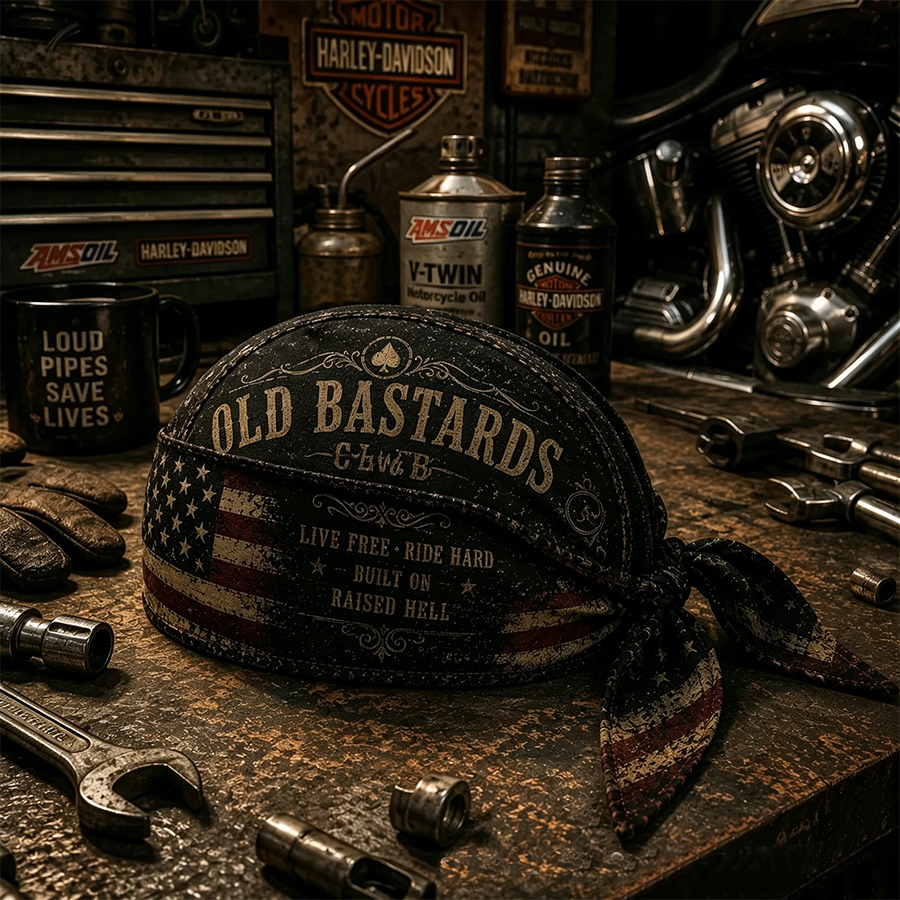 Old Bastards Club Biker Skull Cap