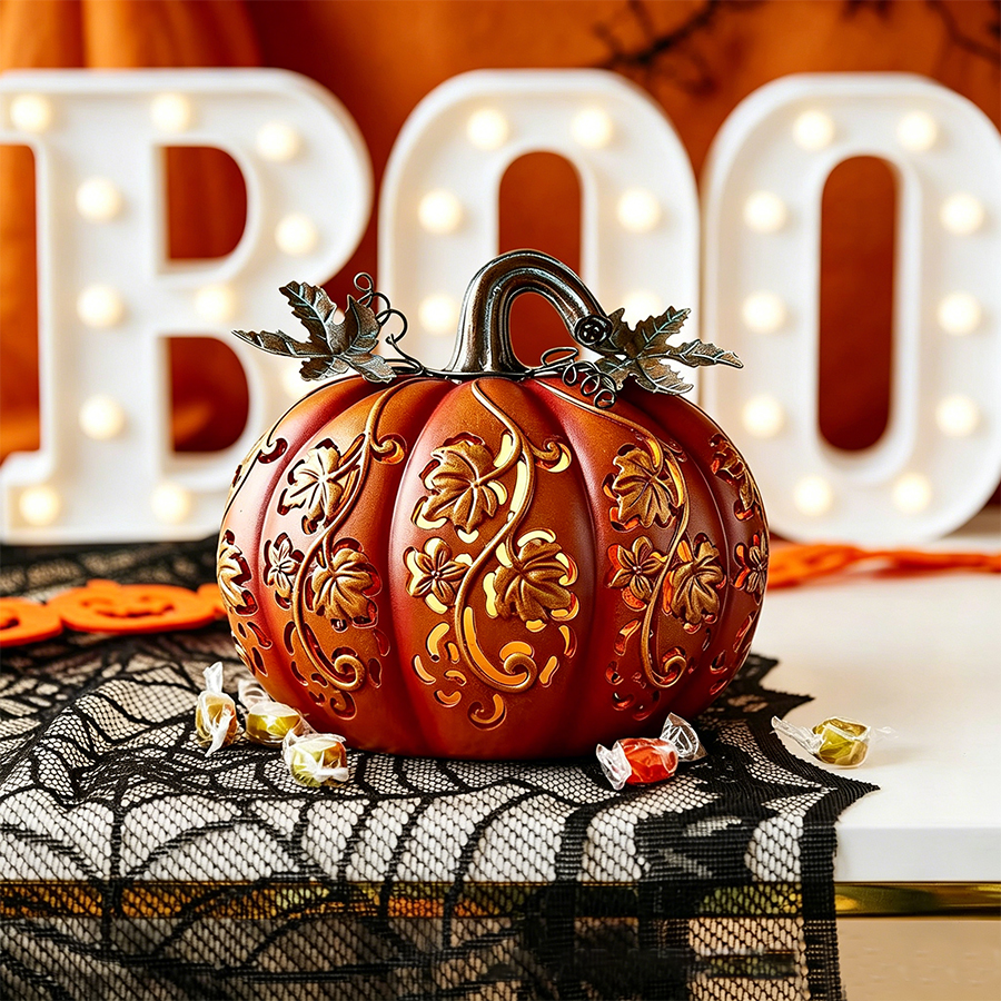 Light-Up Halloween Gourd Decoration