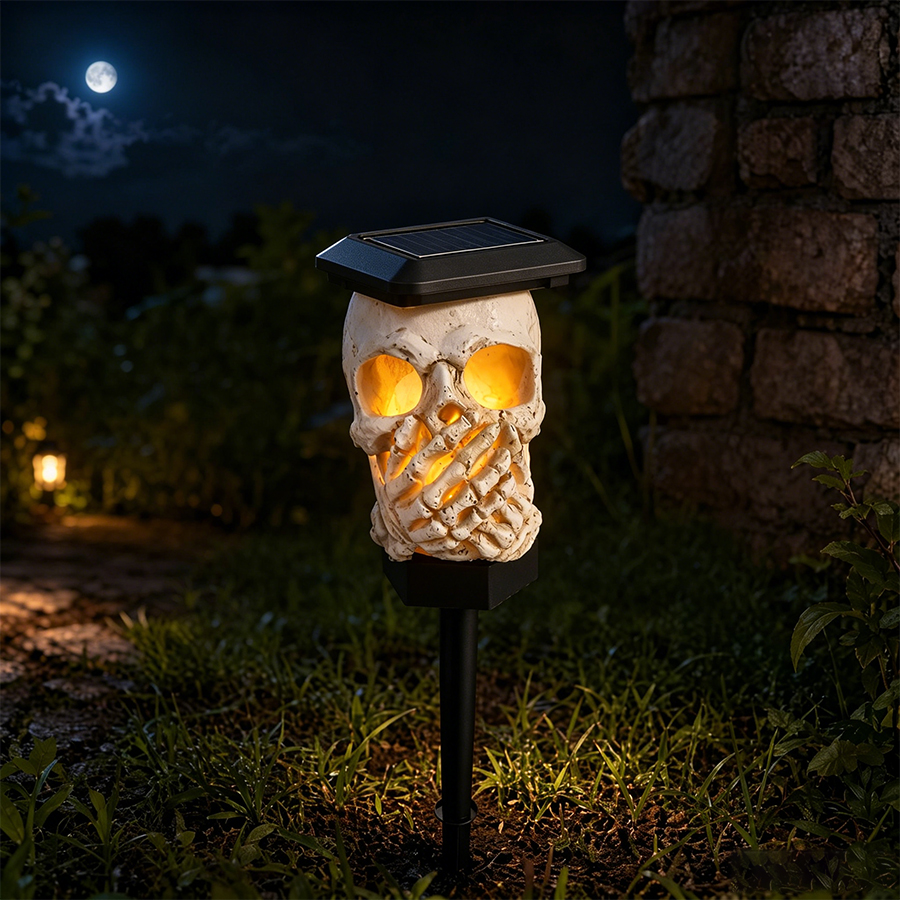 🐦‍⬛Animated Raven Skull Solar Garden Stake – Spooky Moving Halloween Outdoor Yard Decor