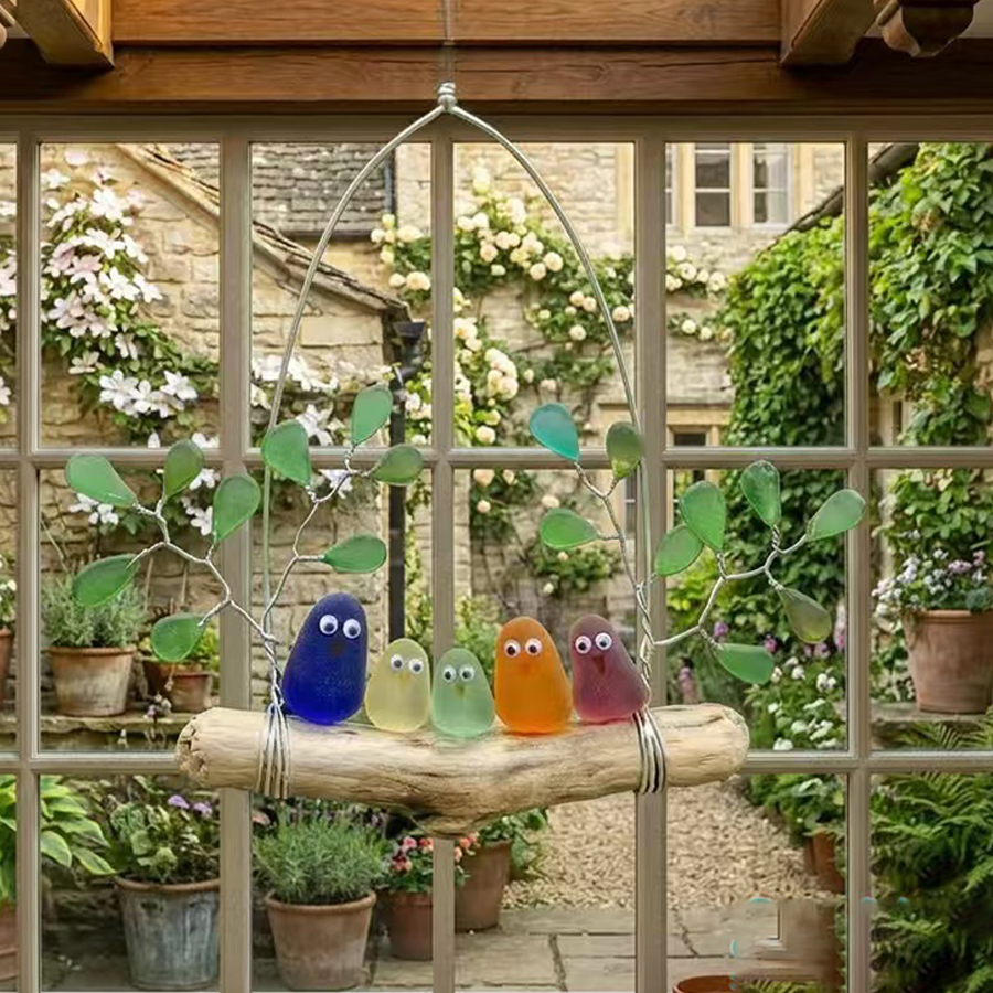 🌈 Sea Glass Birds Hanging Ornament