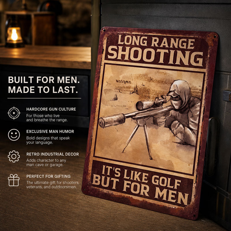 🎯Long-Range Shooting Wall Sign: Perfect Man Cave Decor & Gift for Hunters