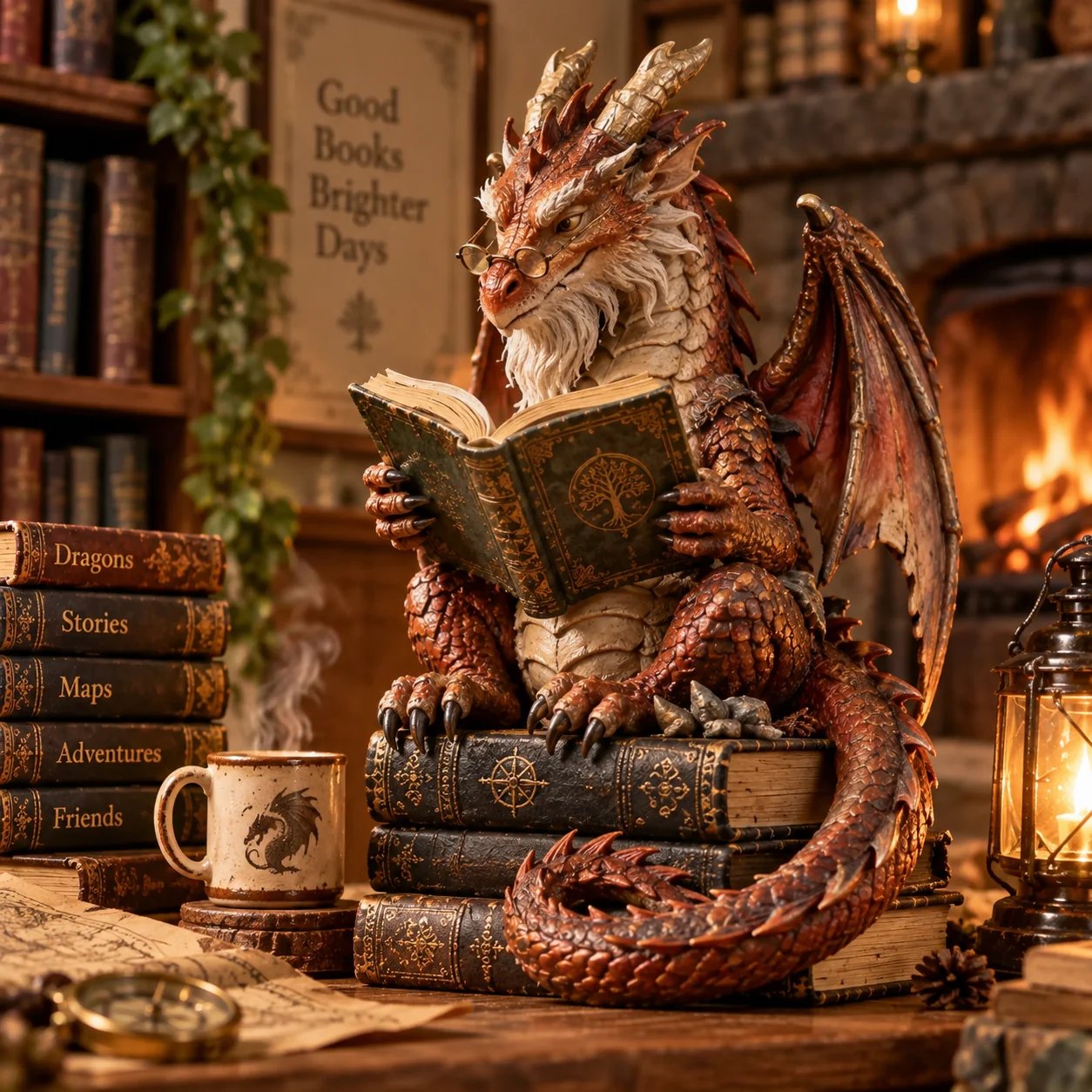 🐉 Wandering Scholar Dragon Figurine – Book Lover Gift – product view 1