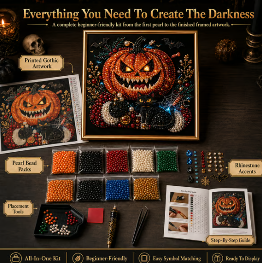 LAST DAY 49% OFF – 🖤 Premium 3D Pearl Dark Gothic Diamond Painting Art Kit | Luxury Flocked Canvas with Scratch-Resistant Non-Fading Pearl Beads DIY Dark Academia Decor 💀🕯️✨ $ 19.98   $ 39.17 save 49%