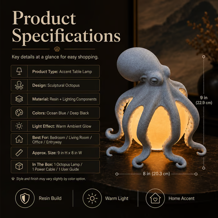 Octopus Ocean Decor Table Lamp