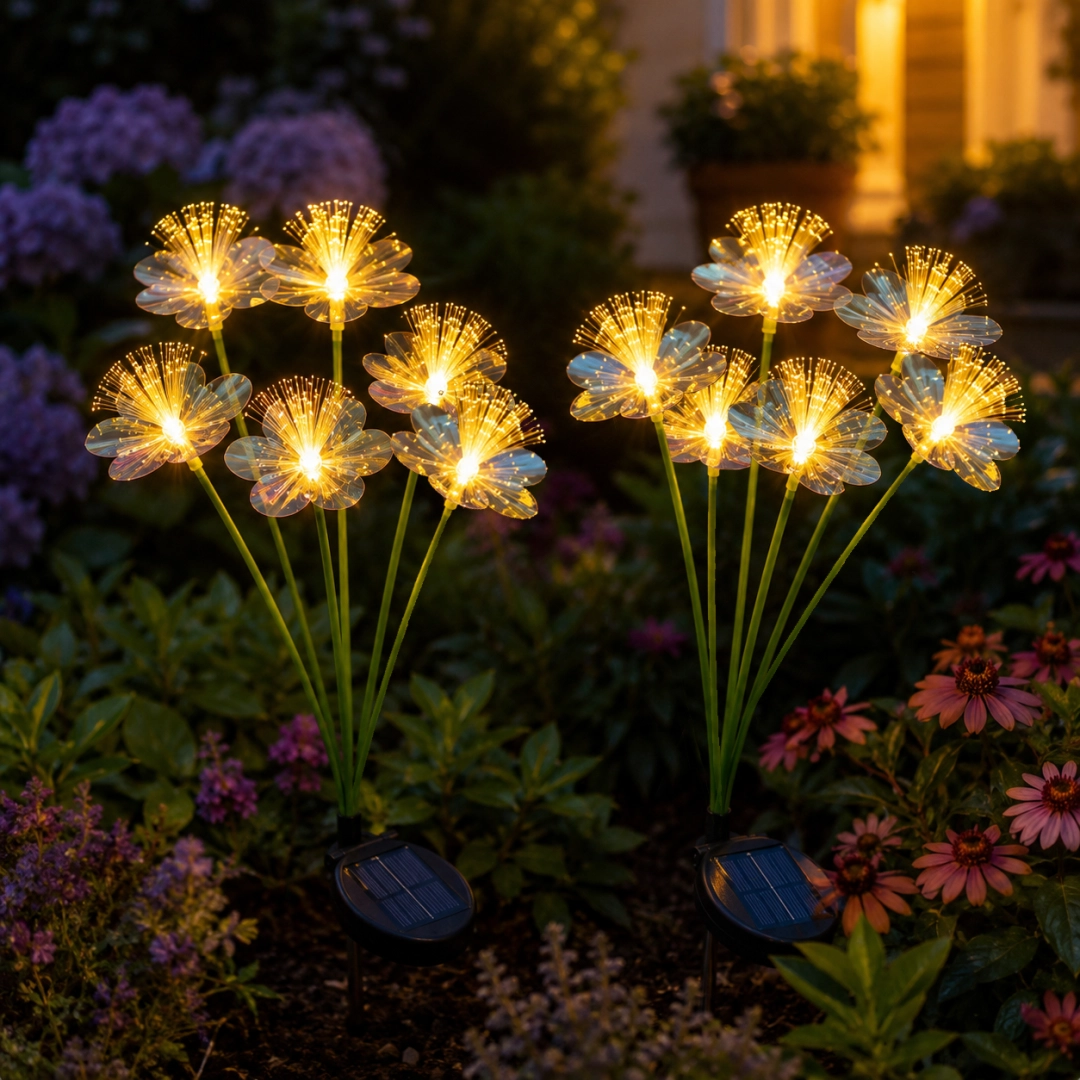 Solar Flower Garden Stake Light, 6-Flower Bouquet