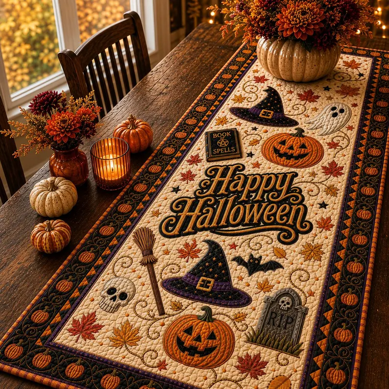 🎃Autumn Spell Quilted Table Runner