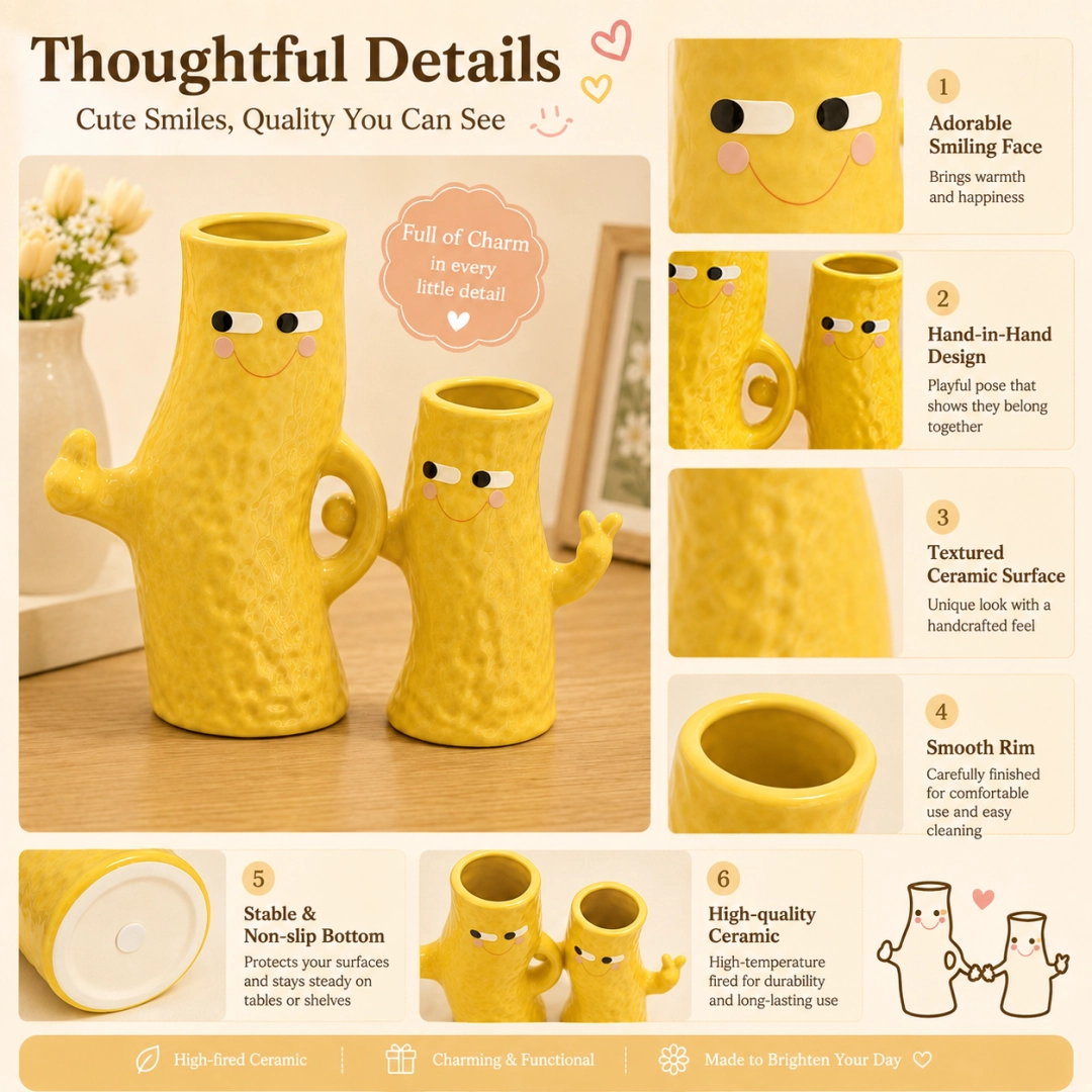 Hand in Hand Ceramic Vase Duo 🌼