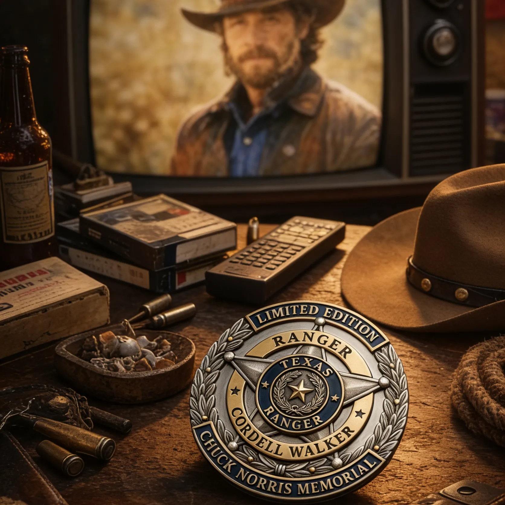 Chuck Norris Texas Ranger Cordell Walker Memorial Limited Edition Pin