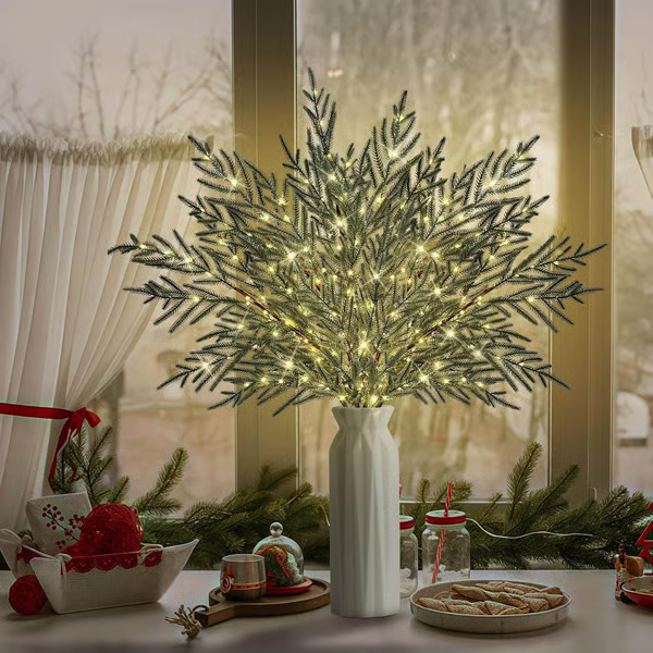 🎄 35 Christmas Lighted Norfolk Pine Branches