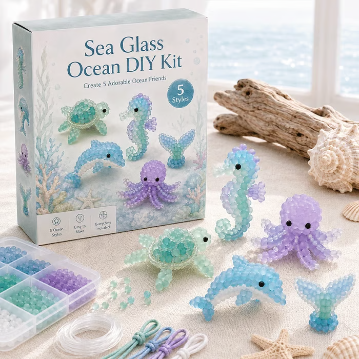 🔥Last Day 49% OFF -🐳 Frosted Sea Glass-Style Beading DIY Kit