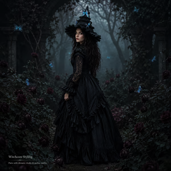 🖤 Gothic Butterfly Witch Hat
