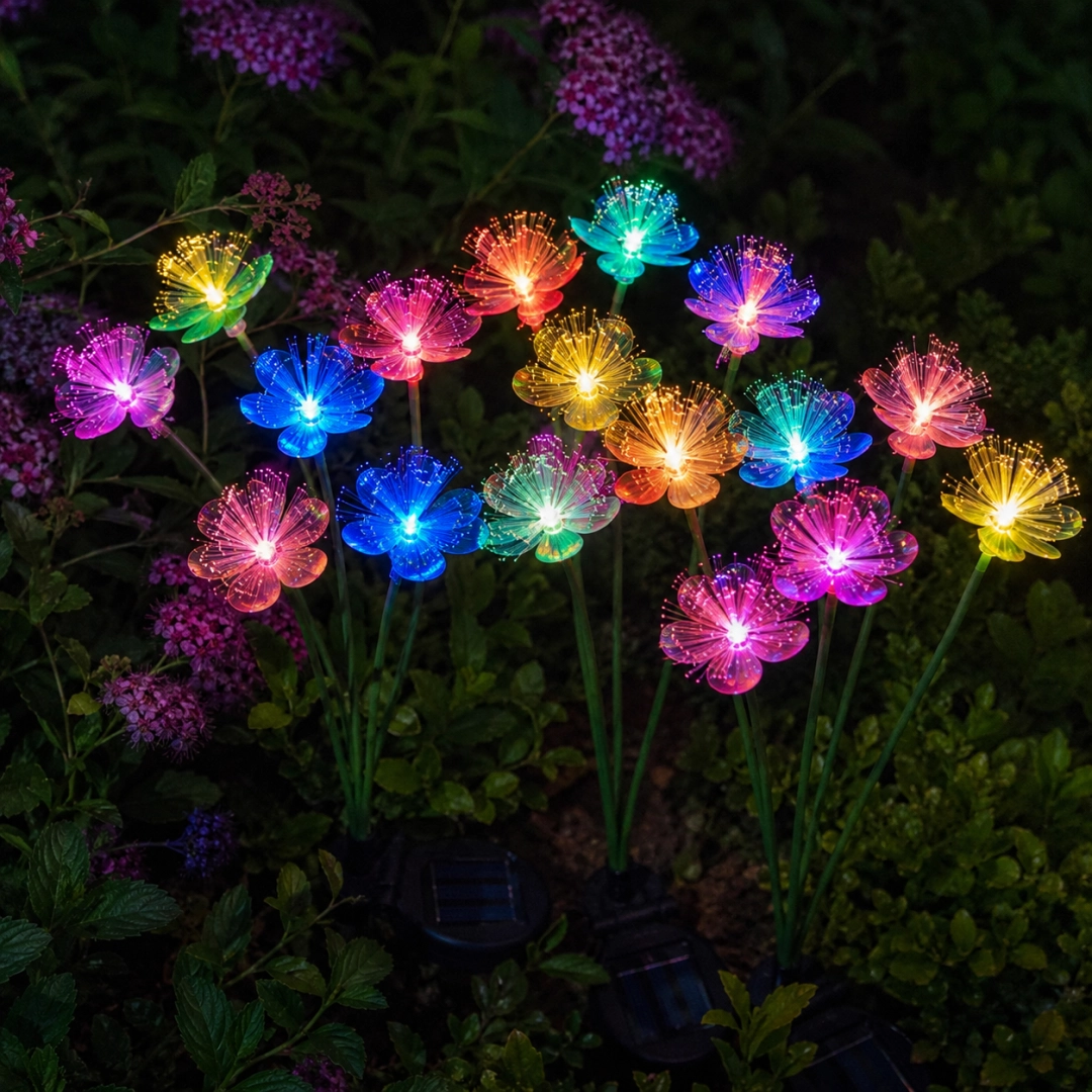 Solar Flower Garden Stake Light, 6-Flower Bouquet