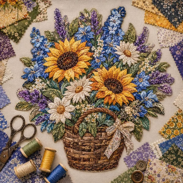 🌸Floral Basket Patchwork DIY Kit