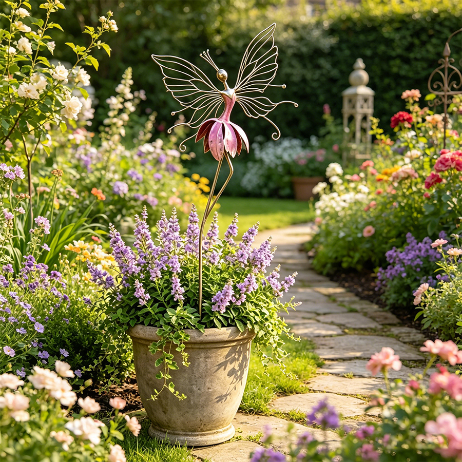 Whimsical Fairy Blossom Garden Stake