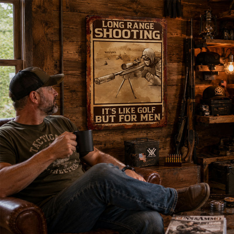 🎯Long-Range Shooting Wall Sign: Perfect Man Cave Decor & Gift for Hunters
