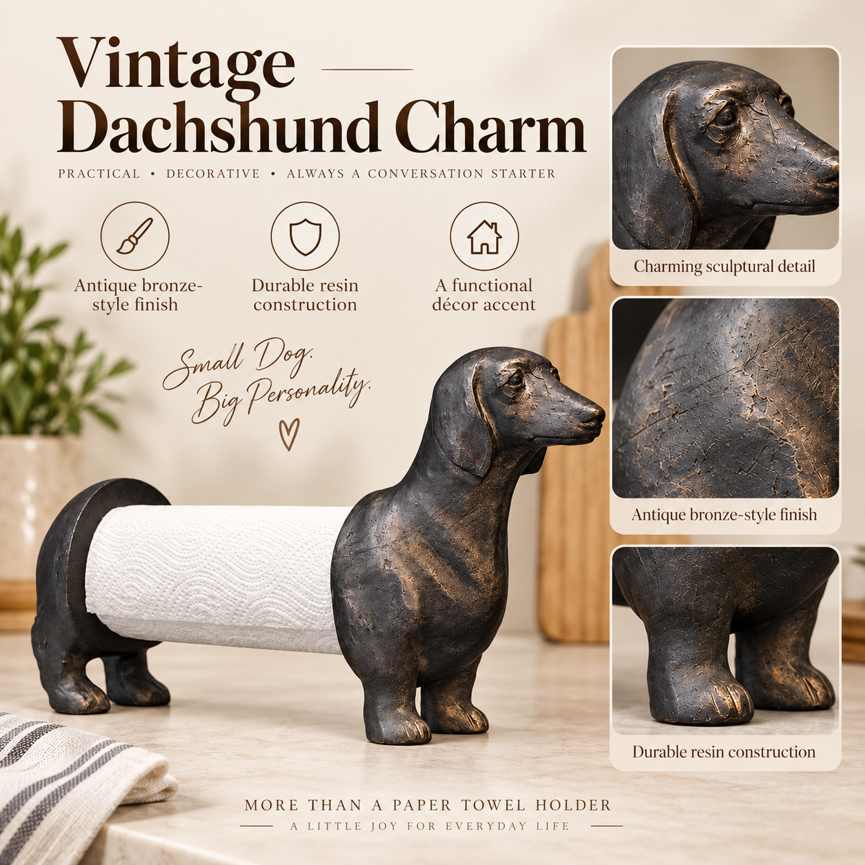 Dachshund paper towel holder kitchen decor