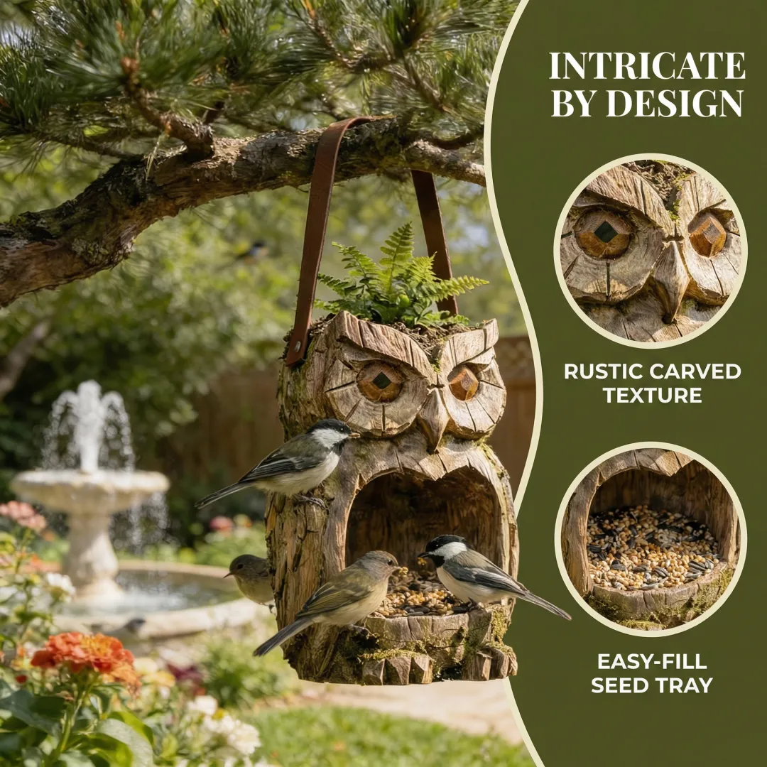 Woodland Owl Hanging Bird Feeder