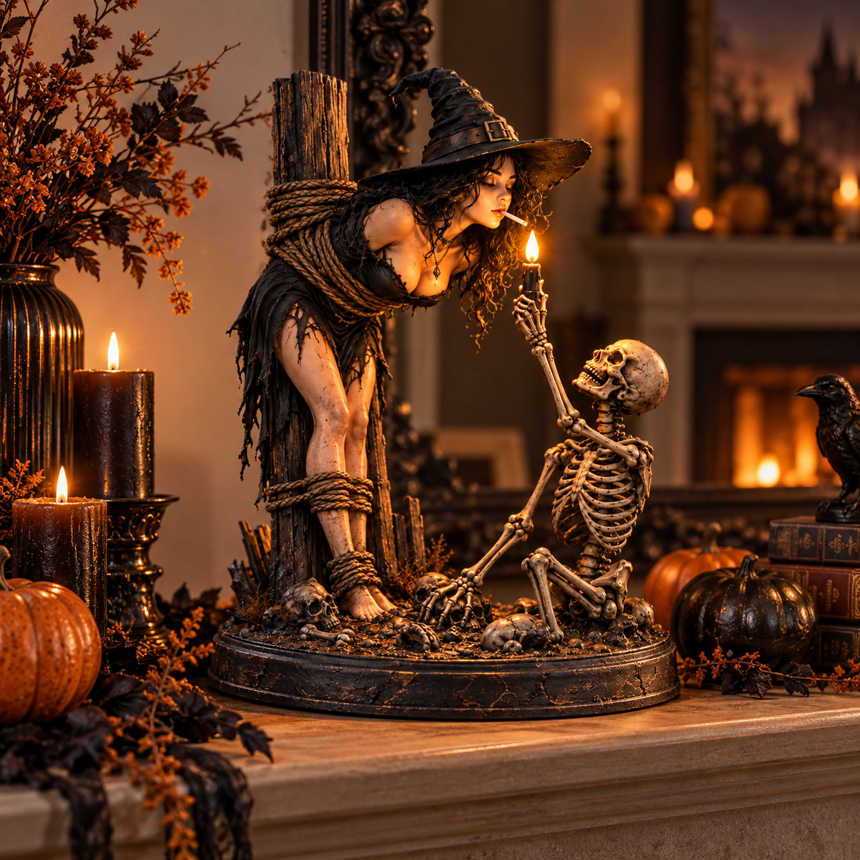 Light-up skeleton candle detail