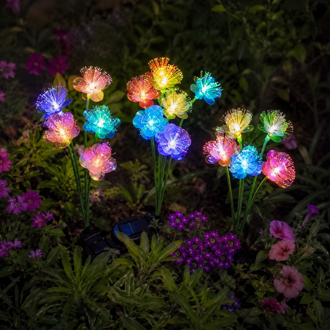 Solar Flower Garden Stake Light, 6-Flower Bouquet