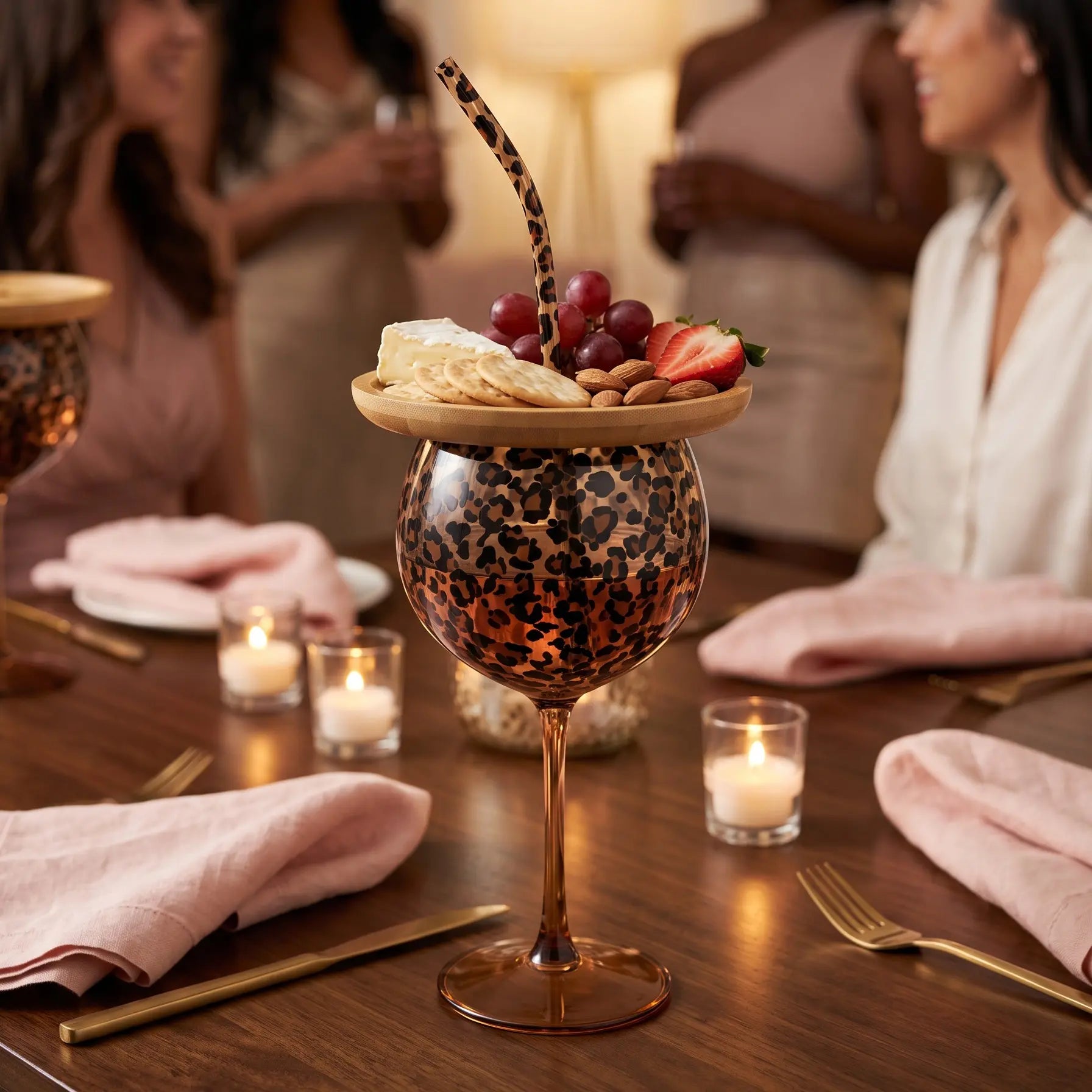 Leopard wine glass for girls night